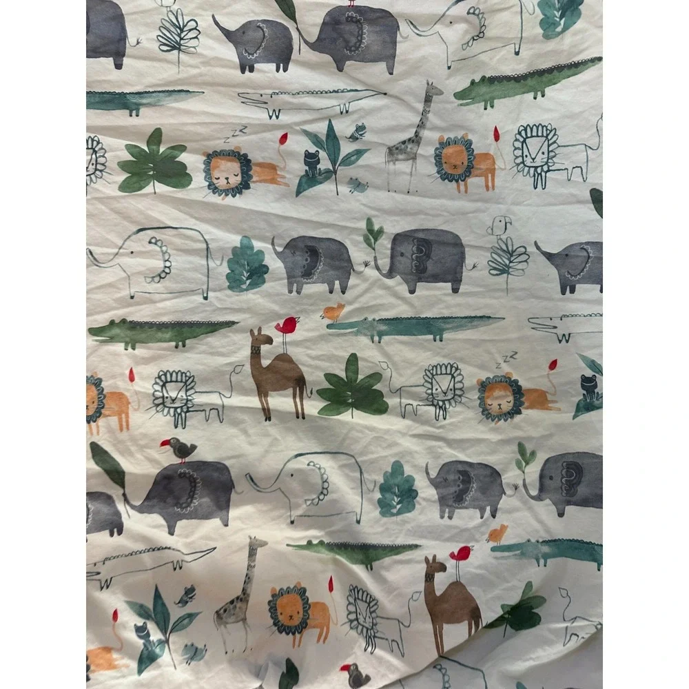 Pottery Barn Kids Colby Fitted Crib Sheets Jungle Safari Animals Set of‎ 2